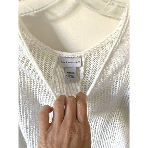 Soft Surroundings Linen Blend Lightweight Sweater White Purple Size XL - Picture 6 of 7